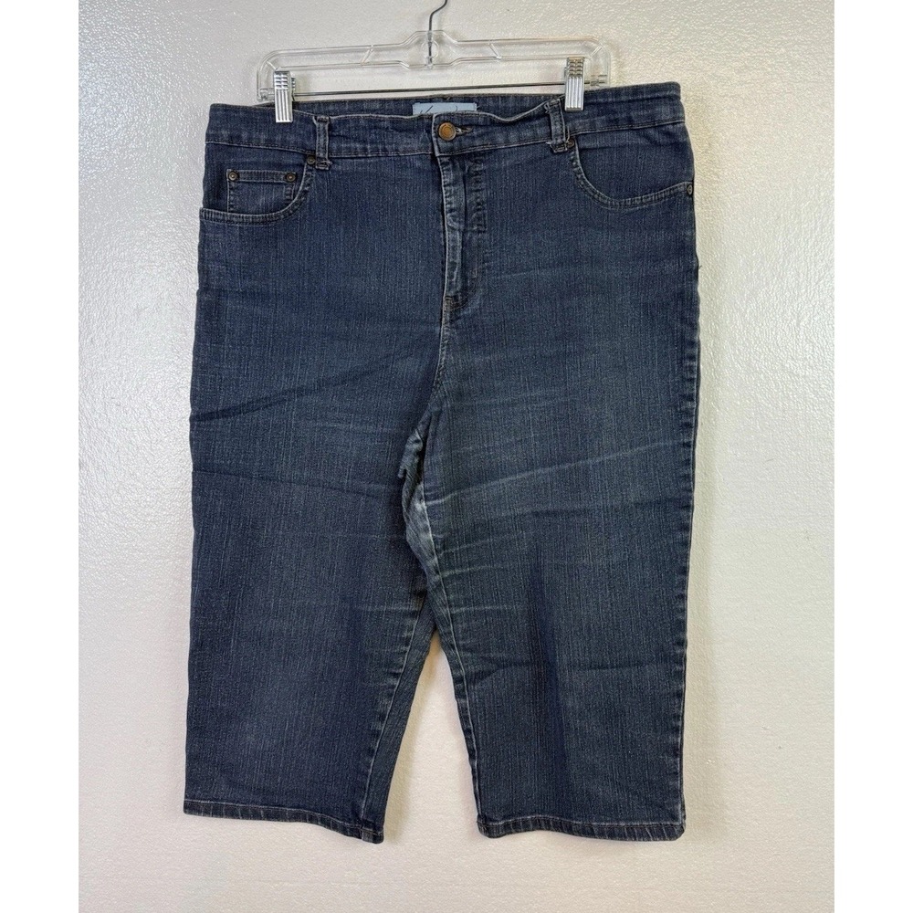 Kim Rogers Capris Womens Sz 14 Stretch Blue Denim 36x18 Casual Boho Mom